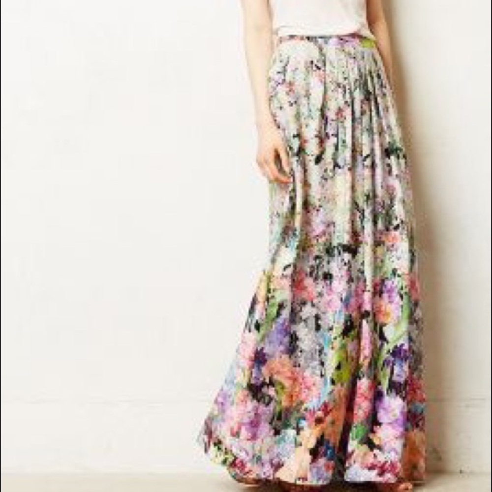 Anthropologie Floral Maxi Skirt